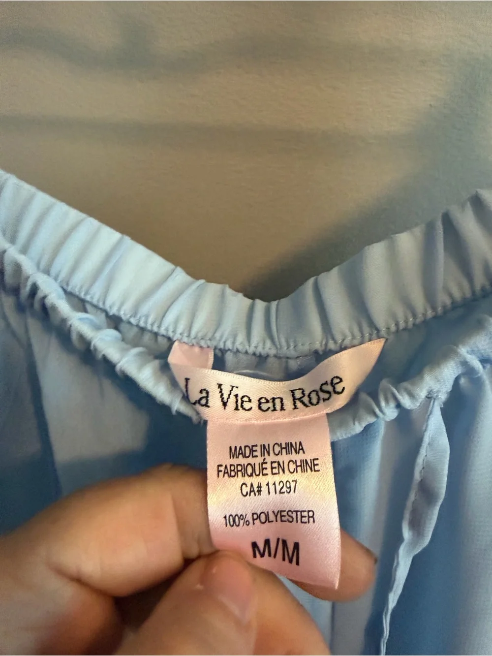 La Vie en Rose Powder Blue Chiffon Cami Wide Leg Pants Pajama Set M - Picture 6 of 9